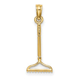 14k Yellow Gold Rake Pendant, Miniature Garden Tool Charm, Nature Jewelry for Women and Men