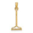 14k Yellow Gold Rake Pendant, Miniature Garden Tool Charm, Nature Jewelry for Women and Men