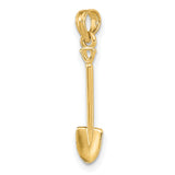 14k Yellow Gold Shovel Pendant, Miniature Charm Symbolizing Hard Work and Growth