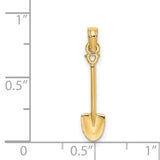 14k Yellow Gold Shovel Pendant, Miniature Charm Symbolizing Hard Work and Growth