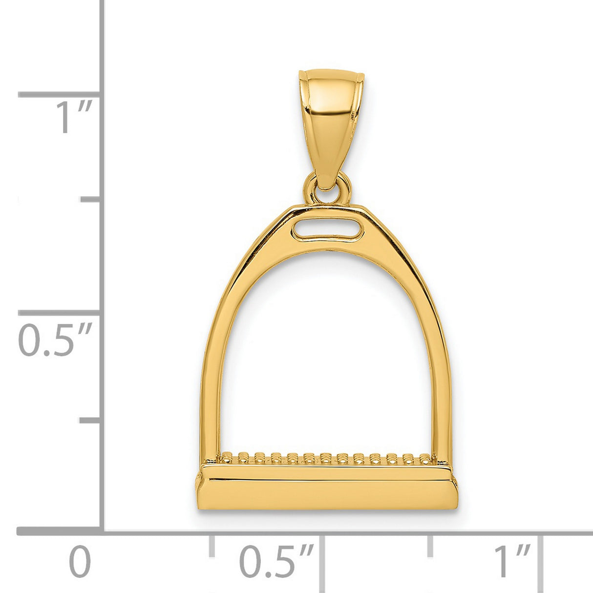 14k Yellow Gold Stirrup Pendant, Equestrian Style Horse Jewelry for Women