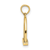 14k Yellow Gold Stirrup Pendant, Polished Equestrian Charm, Western Riding Jewelry for Women