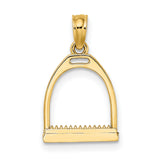 14k Yellow Gold Stirrup Pendant, Polished Equestrian Charm, Western Riding Jewelry for Women