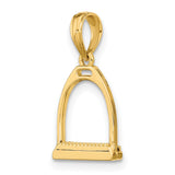 14k Yellow Gold Stirrup Pendant, Polished Equestrian Charm, Western Riding Jewelry for Women