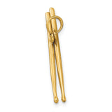 14k Yellow Gold Drumsticks Pendant, Polished Music Charm, Unisex Drummer Jewelry