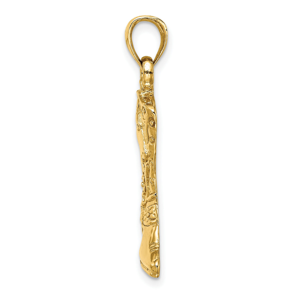 14k Yellow Gold Cowboy Boot Pendant with Spur, Floral Motif, Western Style Charm