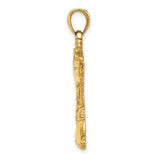 14k Yellow Gold Cowboy Boot Pendant with Spur, Floral Motif, Western Style Charm