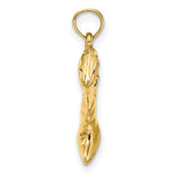 14k Yellow Gold Cowboy Boot Pendant with Floral Engraving, Western Style Charm