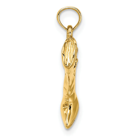14k Yellow Gold Cowboy Boot Pendant with Floral Engraving, Western Style Charm