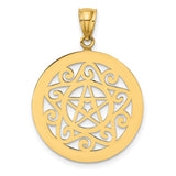 14k Yellow Gold Pentagram Pendant with Openwork Filigree Design, Pagan and Wiccan Symbol
