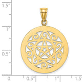 14k Yellow Gold Pentagram Pendant with Openwork Filigree Design, Pagan and Wiccan Symbol
