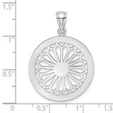14k White Gold Round Pendant with Geometric Sunburst Cutout Design
