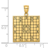 14k Yellow Gold Sudoku Puzzle Pendant, Math and Logic Grid Charm for Men or Unisex Wear