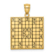 14k Yellow Gold Sudoku Puzzle Pendant, Math and Logic Grid Charm for Men or Unisex Wear