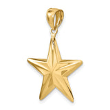 14k Yellow Gold Star Pendant, Polished Five Point Celestial Charm, Minimalist Inspirational Jewelry