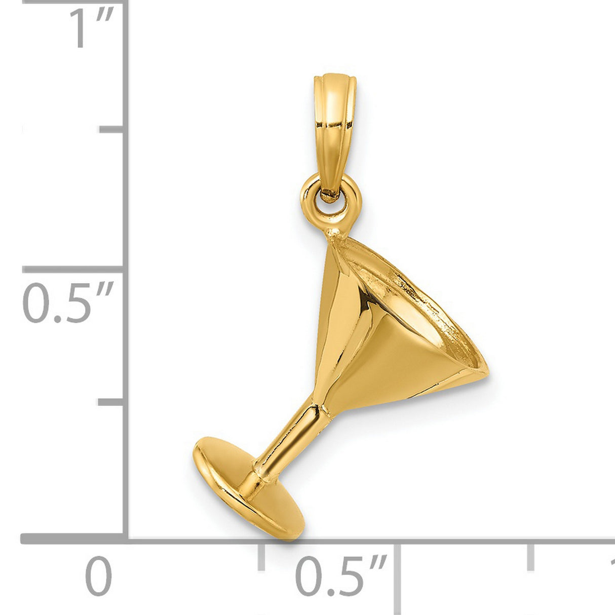 14k Yellow Gold Martini Glass Pendant Charm, Polished Cocktail Theme for Women or Unisex