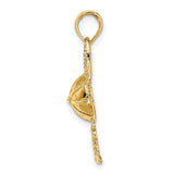14k Yellow Gold Key Pendant with Sunburst Design, Symbolic Charm for Women or Unisex Wear