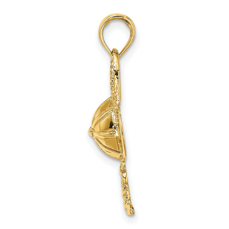 14k Yellow Gold Key Pendant with Sunburst Design, Symbolic Charm for Women or Unisex Wear