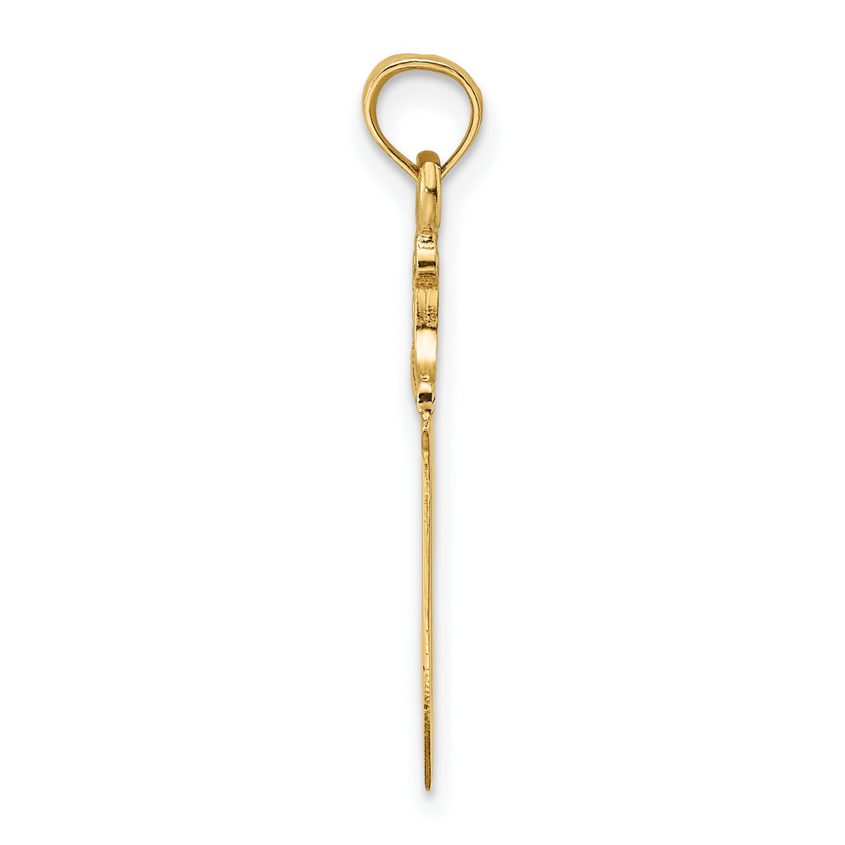 14k Yellow Gold Knife Pendant with Detailed Handle, Tactical Hunting Charm for Men or Unisex