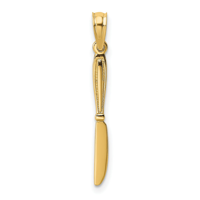 14k Yellow Gold Knife Pendant, Miniature Butter Knife Charm for Cooking Enthusiasts