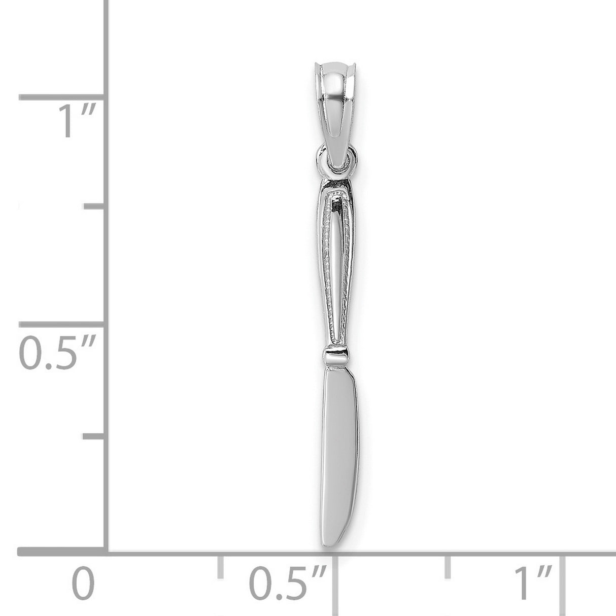 14k White Gold Knife Pendant, Mini Flatware Culinary Charm for Chefs and Food Lovers