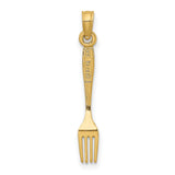 14k Yellow Gold Fork Pendant, Miniature Utensil Charm with Culinary Theme for Women or Unisex Wear