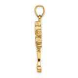 14k Yellow Gold Money Tree Pendant with Money Bag Symbols, Prosperity and Wealth Charm