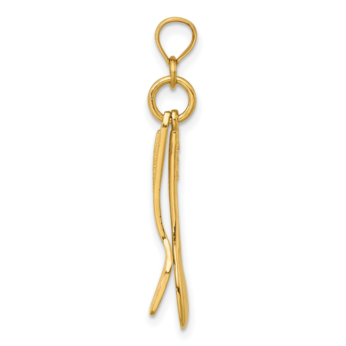 14k Yellow Gold Pendant with Movable Spoon and Fork Design, Culinary Theme Chef Jewelry