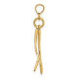 14k Yellow Gold Pendant with Movable Spoon and Fork Design, Culinary Theme Chef Jewelry