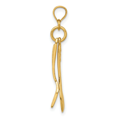 14k Yellow Gold Pendant with Movable Spoon and Fork Design, Culinary Theme Chef Jewelry