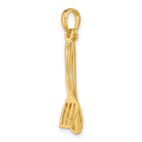 14k Yellow Gold Pendant with Movable Spoon and Fork Design, Culinary Theme Chef Jewelry