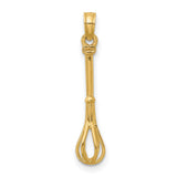 14k Yellow Gold Whisk Pendant Charm, Realistic Kitchen Utensil for Chefs and Food Lovers