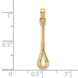 14k Yellow Gold Whisk Pendant Charm, Realistic Kitchen Utensil for Chefs and Food Lovers