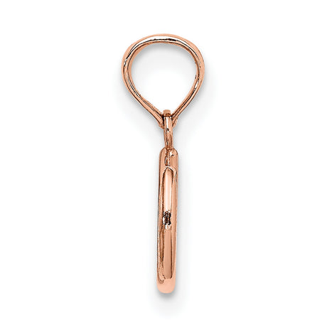 14k Rose Gold Peace Symbol Pendant, Open Circle Charm, Boho Spiritual Jewelry