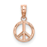 14k Rose Gold Peace Symbol Pendant, Open Circle Charm, Boho Spiritual Jewelry