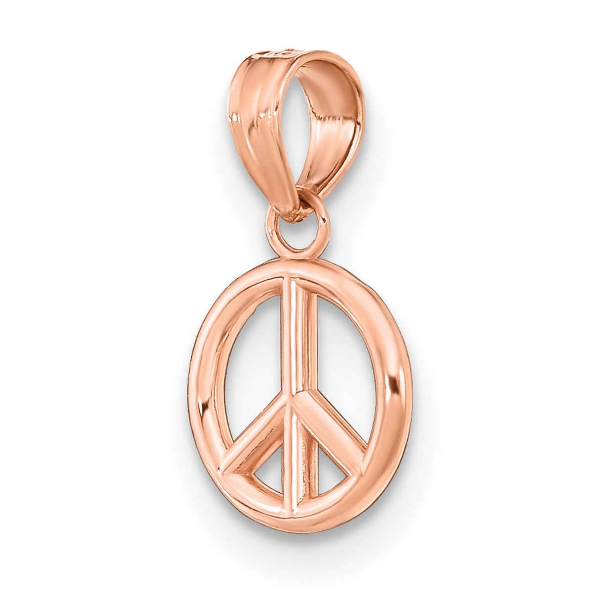 14k Rose Gold Peace Symbol Pendant, Open Circle Charm, Boho Spiritual Jewelry