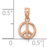 14k Rose Gold Peace Symbol Pendant, Open Circle Charm, Boho Spiritual Jewelry