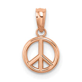 14k Rose Gold Peace Symbol Pendant, Open Circle Charm, Boho Spiritual Jewelry