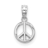 14k White Gold Peace Sign Pendant, Boho Minimalist Harmony Symbol for Women or Unisex