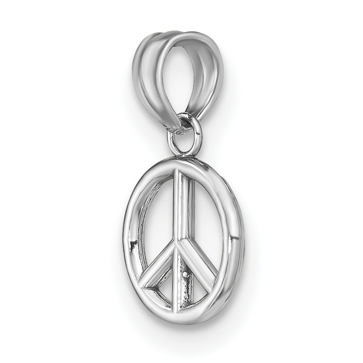 14k White Gold Peace Sign Pendant, Boho Minimalist Harmony Symbol for Women or Unisex