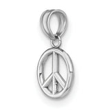 14k White Gold Peace Sign Pendant, Boho Minimalist Harmony Symbol for Women or Unisex