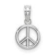14k White Gold Peace Sign Pendant, Boho Minimalist Harmony Symbol for Women or Unisex