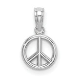 14k White Gold Peace Sign Pendant, Boho Minimalist Harmony Symbol for Women or Unisex