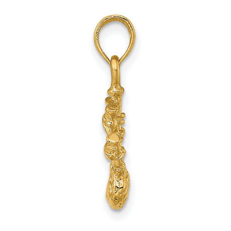 14k Yellow Gold Bagpipe Pendant with Celtic Symbol, Scottish Instrument Charm for Men or Women