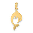 14k Yellow Gold Dolphin Pendant, Curved Marine Charm with Ocean Theme for Women