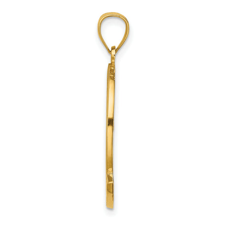 14k Yellow Gold Puerto Rico Pendant with Dolphin, Palm Tree, and Sun, Tropical Island Charm