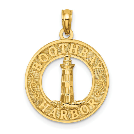14k Yellow Gold Lighthouse Pendant, Boothbay Harbor Nautical Design, Coastal Charm