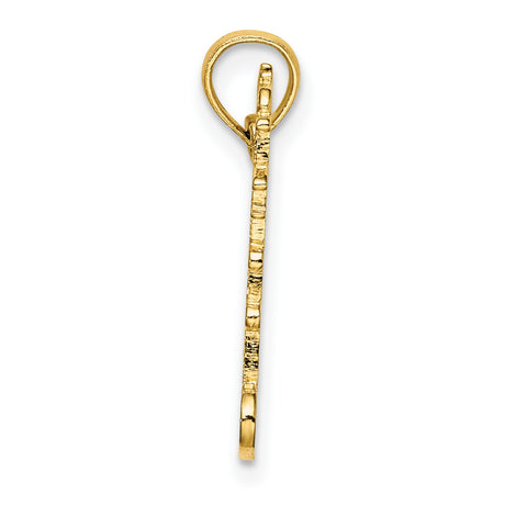 Open Lighthouse And Water Charm Pendant in Real 14k Yellow Gold