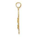 14k Yellow Gold Lighthouse Pendant with Seagull Engraving, Nautical Coastal Jewelry
