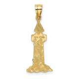 14k Yellow Gold Lighthouse Pendant with Seagull Engraving, Nautical Coastal Jewelry